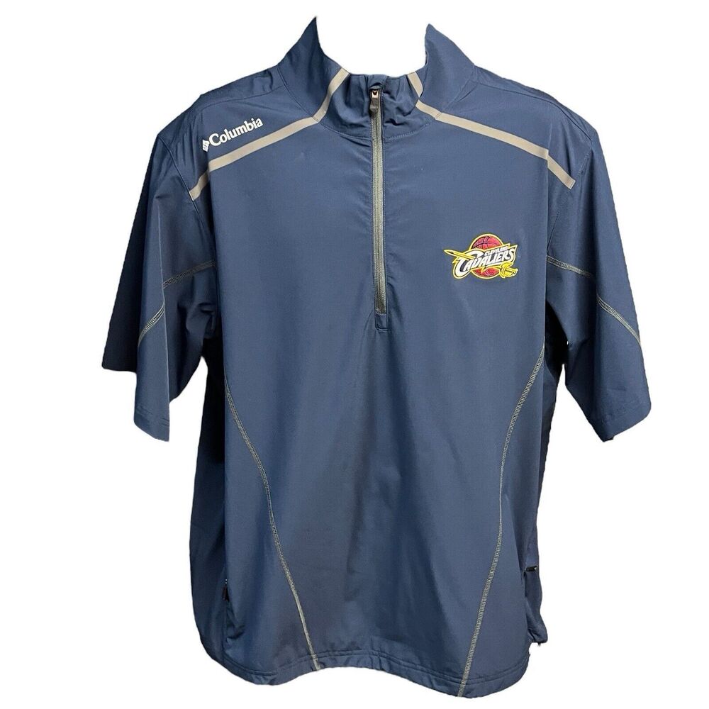 Columbia Golf Pullover Windshirt Blue Cleveland Cavaliers Basketball Stretch LG